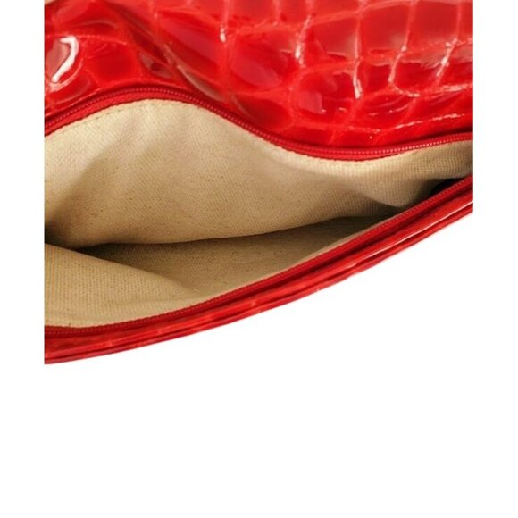 Antonio Melani Red Faux Croc Chain Crossbody Clutch - Picture 7 of 9
